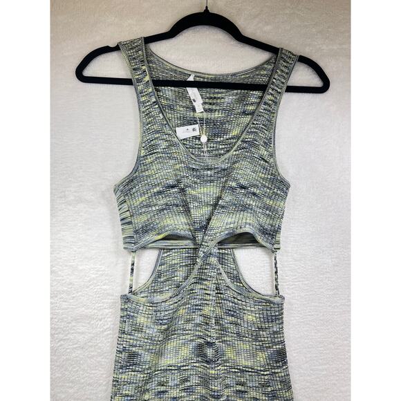 Jonathan Simkhai Rib Knit Cut Out Basil Space Dye Colleen Midi Dress Medium - Picture 4 of 15